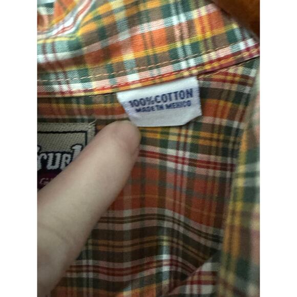 Cruel Girl Long‎ Sleeve Orange Plaid Button Down Shirt Size Large - Picture 4 of 5